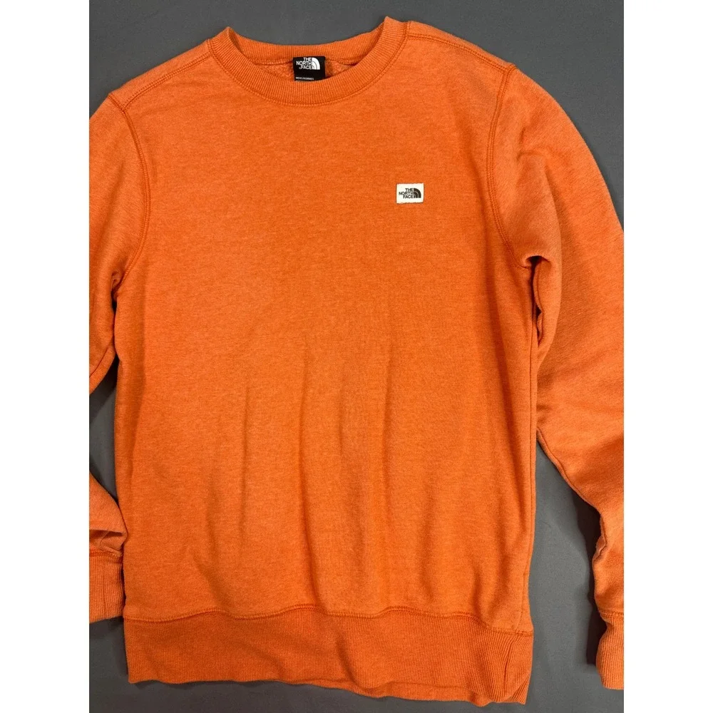 The North Face Mens Orange Heather Heritage Patch Crewneck Sweatshirt Small